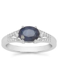 Kanchanaburi Sapphire Ring with White Zircon in Sterling Silver 1.55cts