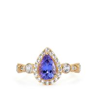 AAA Tanzanite Ring with White Zircon in 9K Gold 2.46cts