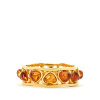Baltic Cognac Amber Ring in Gold Tone Sterling Silver (4x3mm)