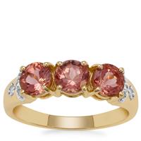 Rosé Apatite Ring with White Zircon in 9K Gold 1.90cts