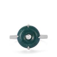 Olmec Jadeite Ring with White Topaz in Sterling Silver 5.04cts