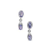 Tanzanite Earrings with White Zircon in Sterling Silver 0.85ct