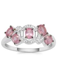 Mozambique Pink  Spinel Ring with White Zircon in Sterling Silver 0.96ct