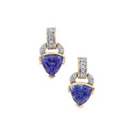 AAA Tanzanite Earrings with White Zircon in 9K Gold 1.40cts