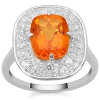 Padparadscha Topaz Ring with White Topaz in Sterling Silver 4.25cts