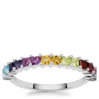 Multi Colour Gemstones Ring in Sterling Silver 0.80ct