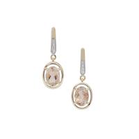 Padparadscha Oregon Sunstone Earrings with White Zircon in 9K Gold 1.60cts