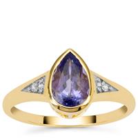 AA Tanzanite Ring with White Zircon in 9K Gold 1.40cts