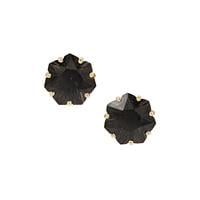 8.70ct Lehrer Seven Star Cut Black Night Topaz 9K Gold Earrings 