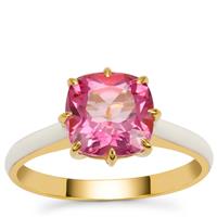 Mystic Pink Topaz Ring in Gold Plated Sterling Silver 2.50cts