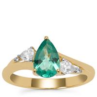Botli Apatite Ring with White Zircon in 9K Gold 2.10cts