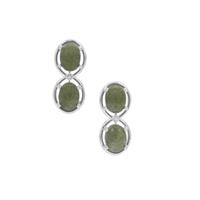 Nephrite Jade Earrings with White Topaz in Sterling Silver 5.85cts