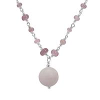 Pink Aragonite Necklace with Pink Spinel in Sterling Silver 19.65cts