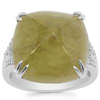 Grossular Ring with White Zircon in Sterling Silver 20.60cts