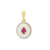 Type A Jadeite,  Grape Pendant with White Zircon in 9K Gold 3.65cts