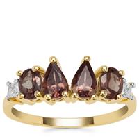 Bekily Colour Change Garnet Ring with White Zircon in 9K Gold 1.87cts