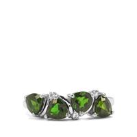 Chrome Diopside Pendant with White Zircon in Sterling Silver 2.10cts