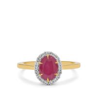 Kenyan Ruby Ring with White Zircon in Gold Plated Sterling Silver 1.95cts