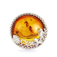 Baltic Cognac Amber Oceanic Ring in Sterling Silver (15mm)