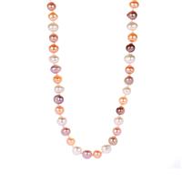 Apricot, Purple and White Cultured Pearl Endless Necklace  (7 x 8mm)