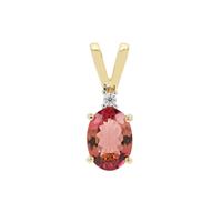 Congo Pink Tourmaline Pendant with White Zircon in 9K Gold 1.20cts