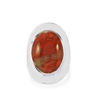 Fossil Red Coral Ring in Sterling Silver 12cts