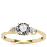 Burmese Silver Spinel Ring with Diamond in 9K Gold 0.80ct