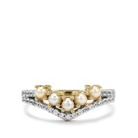 Kaori Cultured Pearl Ring with White Zircon in Vermeil (3mm)