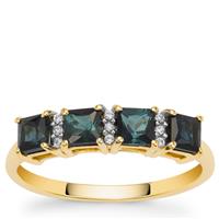 Mutuca Indicolite Ring with White Zircon in 9K Gold 1.10cts