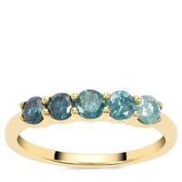 Blue Ombre Diamonds Ring in 9K Gold 0.75ct