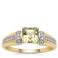 Asscher Cut Csarite® Ring with White Zircon in 9K Gold 1.45cts