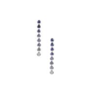 Tanzanite Earrings with White Zircon in Sterling Silver 1.30cts