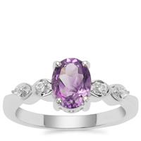 Moroccan Amethyst Ring with White Zircon in Sterling Silver 1.20cts