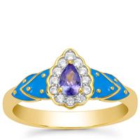Tanzanite Ring with White Zircon in Gold Plated Sterling Silver 0.35ct