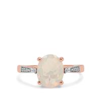Ethiopian Opal Ring with White Zircon in 9K Rose Gold 1.60cts