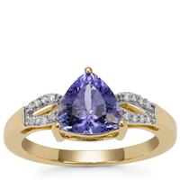 AAA Tanzanite Ring with Diamond in 18K Gold 1.70cts