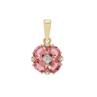 Congo Pink Tourmaline Pendant with White Zircon in 9K Gold 1.45cts
