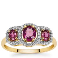 Comeria Garnet Ring with White Zircon in 9K Gold 1.40cts
