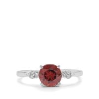 Umba Valley Red Zircon Ring with Diamond in 9K White Gold 2cts