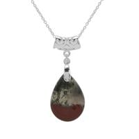 Cherry Orchard Agate Pendant Necklace in Sterling Silver 12cts