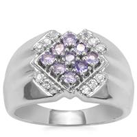 Tanzanite Ring with White Topaz in Sterling Silver 0.62ct