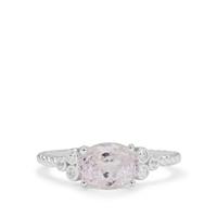 Minas Gerais Kunzite Ring with White Zircon in Sterling Silver 2.70cts