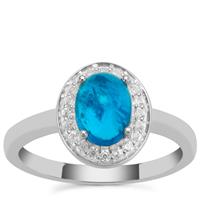Neon Apatite Ring with White Zircon in Sterling Silver 1.80cts