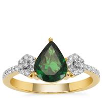 Tsavorite Garnet Ring with Diamond in 18K Gold 1.45cts