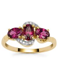 Comeria Garnet Ring with Diamond in 9K Gold 1.75cts