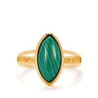 Malachite Ring in Gold Tone Sterling Silver 4.50cts