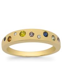 Multi Sapphire Ring with White Zircon in 9K Gold 0.30ct