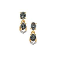 East African Colour Change Garnet Earrings with White Zircon in 9K Gold 0.80ct