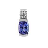 AAA Tanzanite Pendant with White Zircon in 9K White Gold 1.40cts