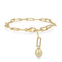 Golden South Sea Cultured Pearl Bracelet in Gold Plated Sterling Silver (9MM)
